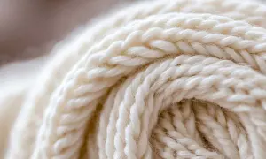 Gomitolo di lana grezza, perfetto per sbiancare lana bicarbonato e creare capi candidi e naturali.