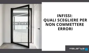 Infissi moderni con telaio nero aperto su un terrazzo. Guida alla scelta dei materiali per infissi per evitare errori.