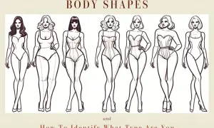 Illustrazione di sette silhouette femminili con diverse forme del corpo, utili per capire le misure abito donna e identificare il proprio tipo.