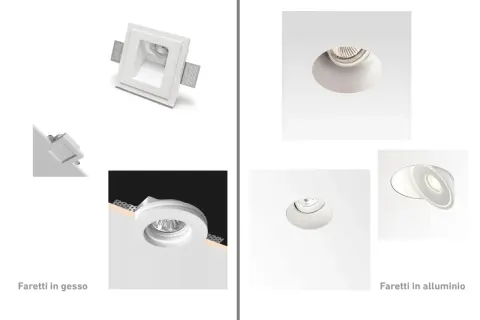 Confronto tra faretti in gesso e alluminio: pro e contro per un'illuminazione integrata.