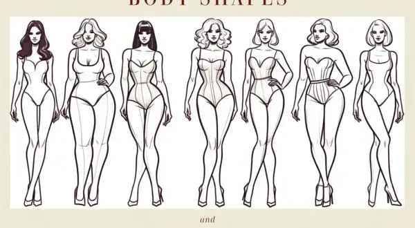 Illustrazione di sette silhouette femminili con diverse forme del corpo, utili per capire le misure abito donna e identificare il proprio tipo.