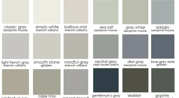 Tonalità di grigi e bianchi, perfette per un **colori stile industriale** moderno.