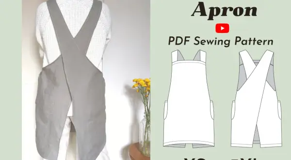 Cartamodello grembiule da cucina gratis, stile "cross back", disponibile in taglie da XS a 3XL. Perfetto per chi ama cucire!