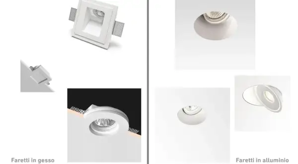 Confronto tra faretti in gesso e alluminio: pro e contro per un'illuminazione integrata.