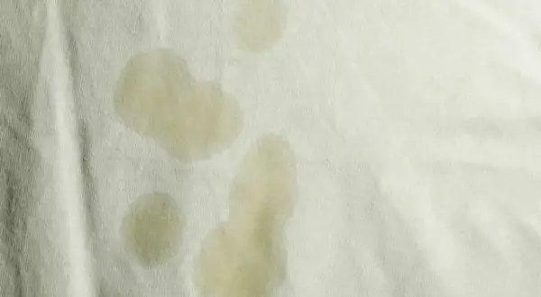 Macchie gialle sulla biancheria intima, forse dovute a sudore o a un lavaggio non perfetto.