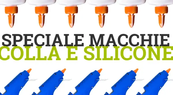 Come togliere silicone dai vestiti? Immagine con colla e pistole per colla a caldo.
