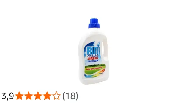 Flacone di ammoniaca profumata per bucato, ideale per igienizzare e rinfrescare i tessuti.
