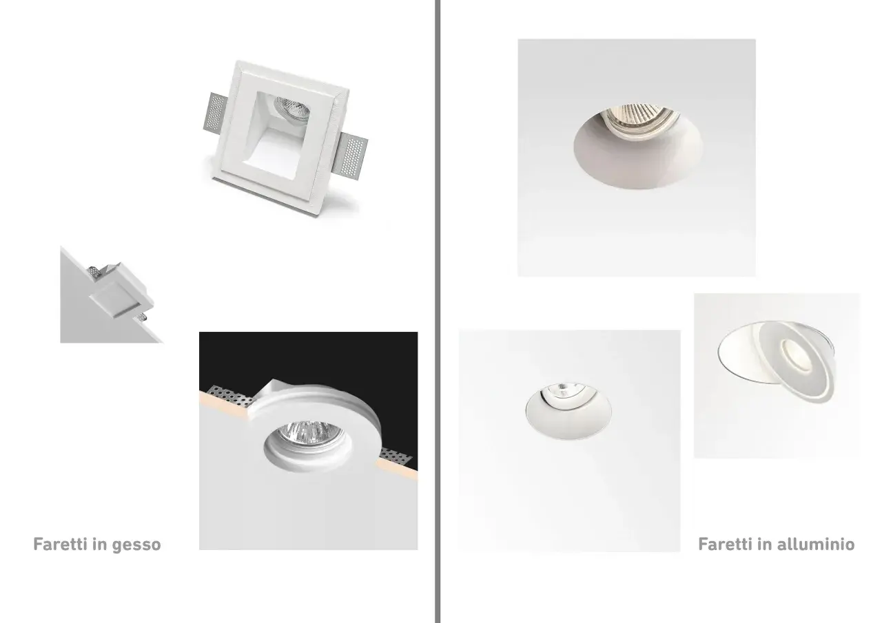 Confronto tra faretti in gesso e alluminio: pro e contro per un'illuminazione integrata.