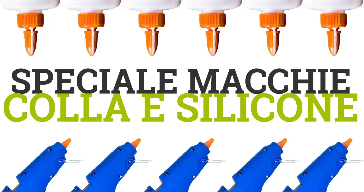 Come togliere silicone dai vestiti? Immagine con colla e pistole per colla a caldo.