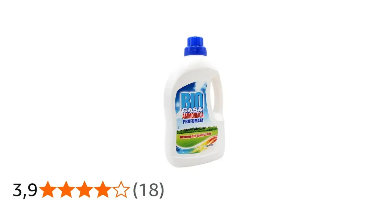 Flacone di ammoniaca profumata per bucato, ideale per igienizzare e rinfrescare i tessuti.