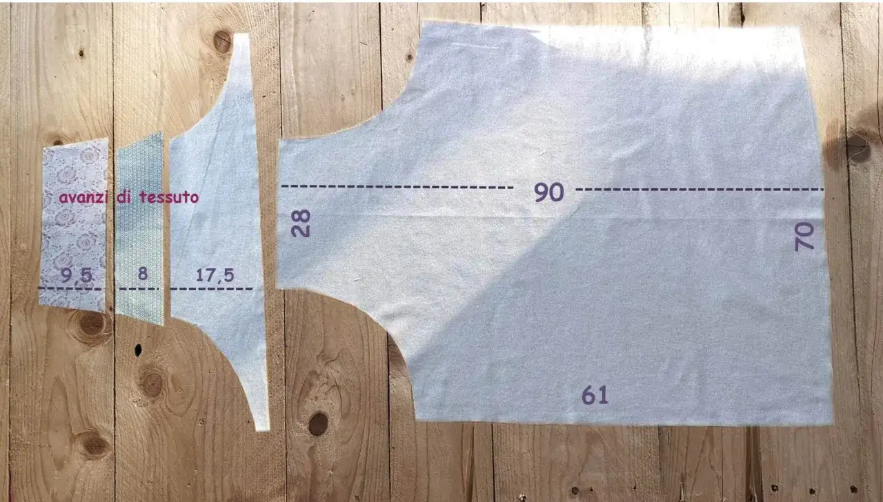 Cartamodello grembiule da cucina gratis, con misure indicate. Perfetto per creare il tuo grembiule personalizzato con avanzi di tessuto.