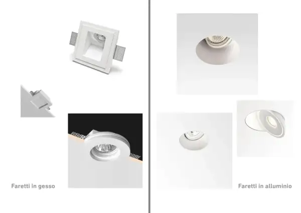Confronto tra faretti in gesso e alluminio: pro e contro per un'illuminazione integrata.